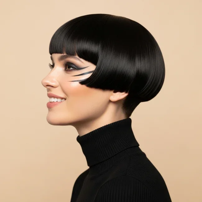 6. Geometric Bowl Cut | 10 Hottest Short Haircuts For Women In 2026