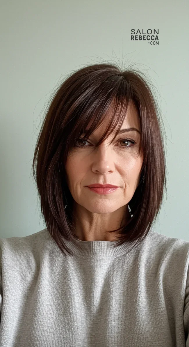 5. Side-Swept Bangs with Straight Hair | Youthful Looks: Trendy Hairstyles For Over 50