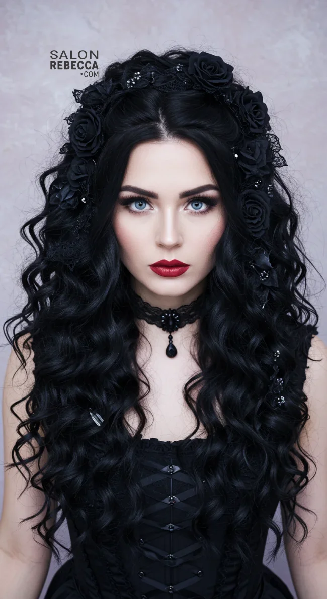 3. Victorian-Inspired Curls with Hair Accessories | 8 Most Popular Goth Hairstyles For Girls